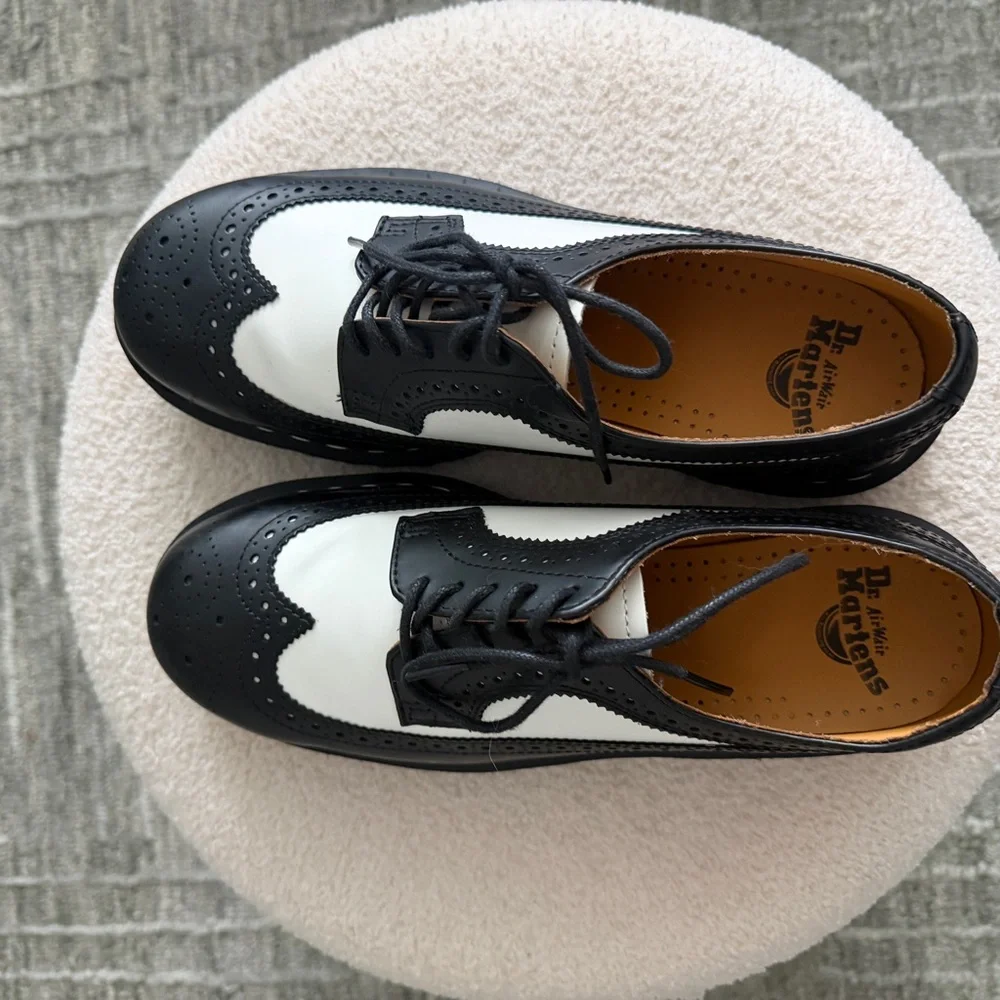 Dr. Martens Black & White Wingtip Brogue Derby
